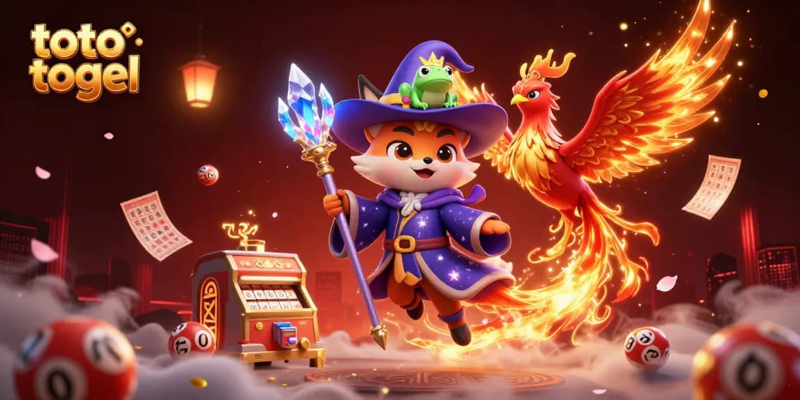 Engage with toto togel lottery excitement through a vibrant 3D casino illustration filled with dynamic elements and characters.