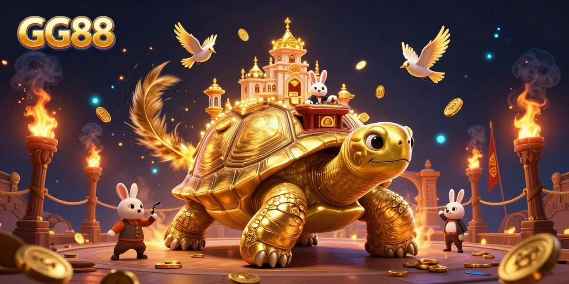 Experience big wins at GG88 with a vibrant 3D casino scene featuring animated characters and dynamic gambling elements.