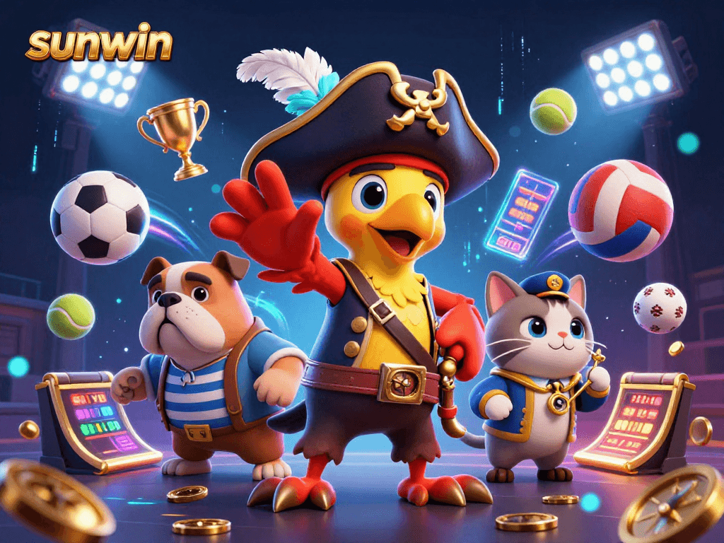 Join sunwin's exciting action as pirate-themed characters lead a vibrant sports betting scene.