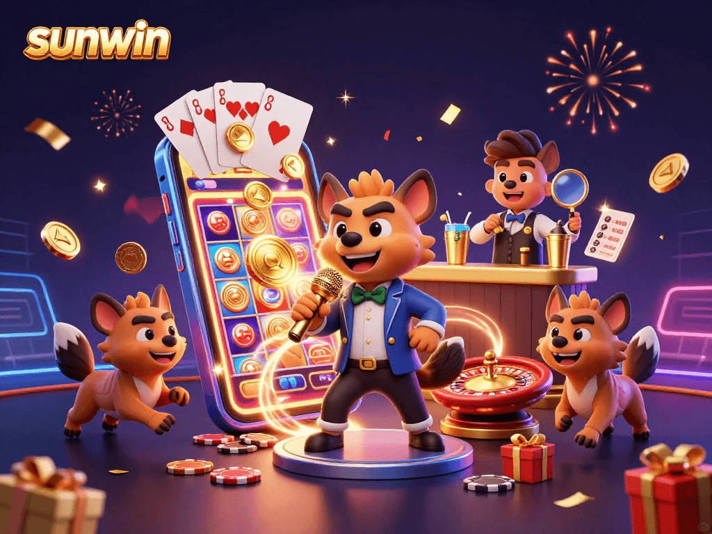 Join the fun at sunwin's lively comedy casino with hyenas entertaining players!