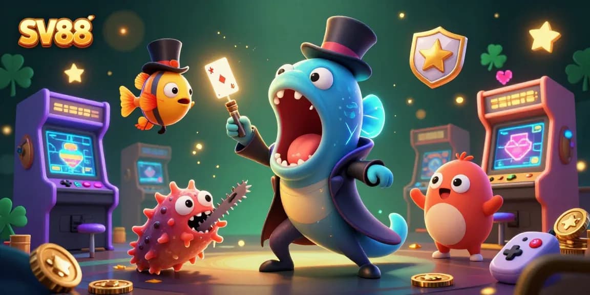Engage with thrilling casino bets at SV88, featuring vibrant gaming elements and magical sea creatures.
