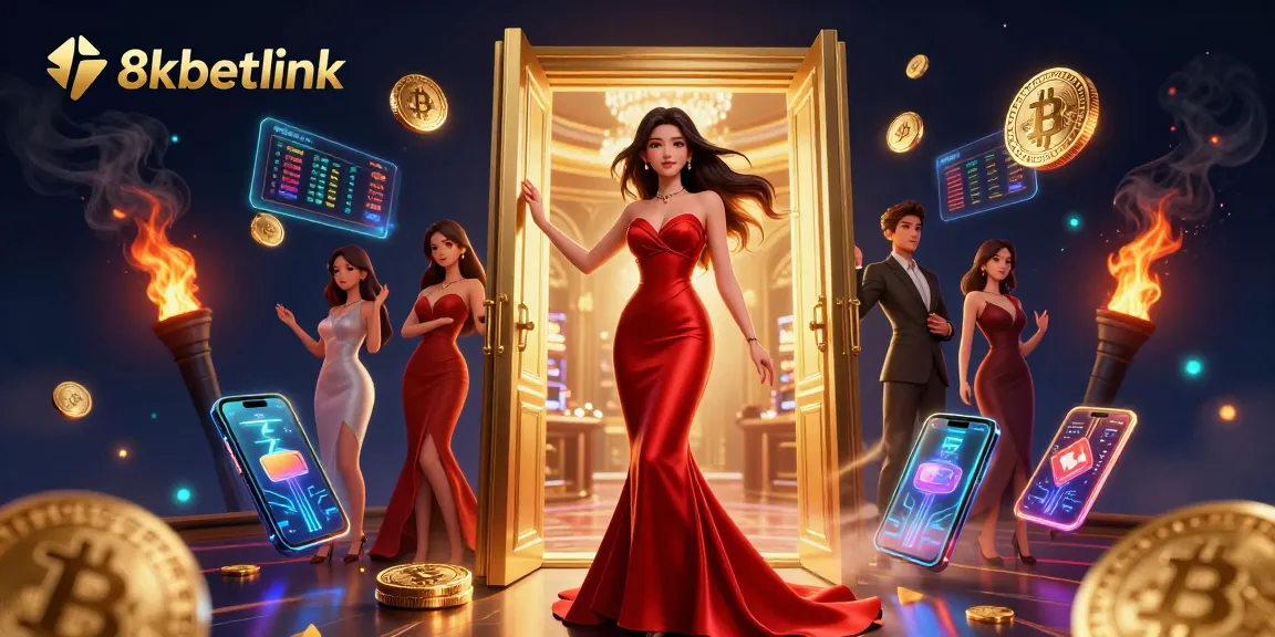 Win big with 8xbetlink at a vibrant casino featuring a stunning woman in a luxurious setting.