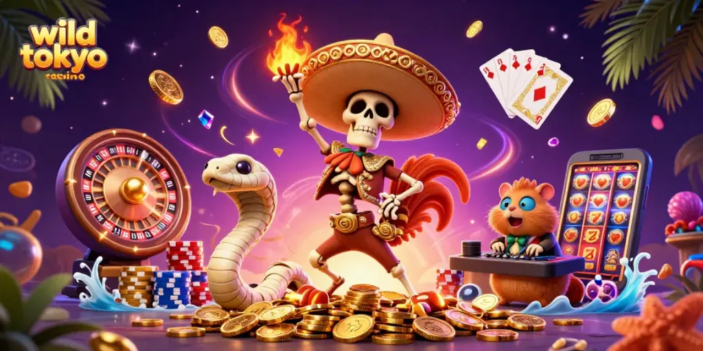 Experience the excitement of wild tokyo casino with dynamic characters and vibrant gaming elements.