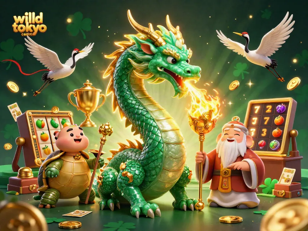 Experience the thrill of winning at wild tokyo casino with this vibrant 3D illustration of exciting games and characters!