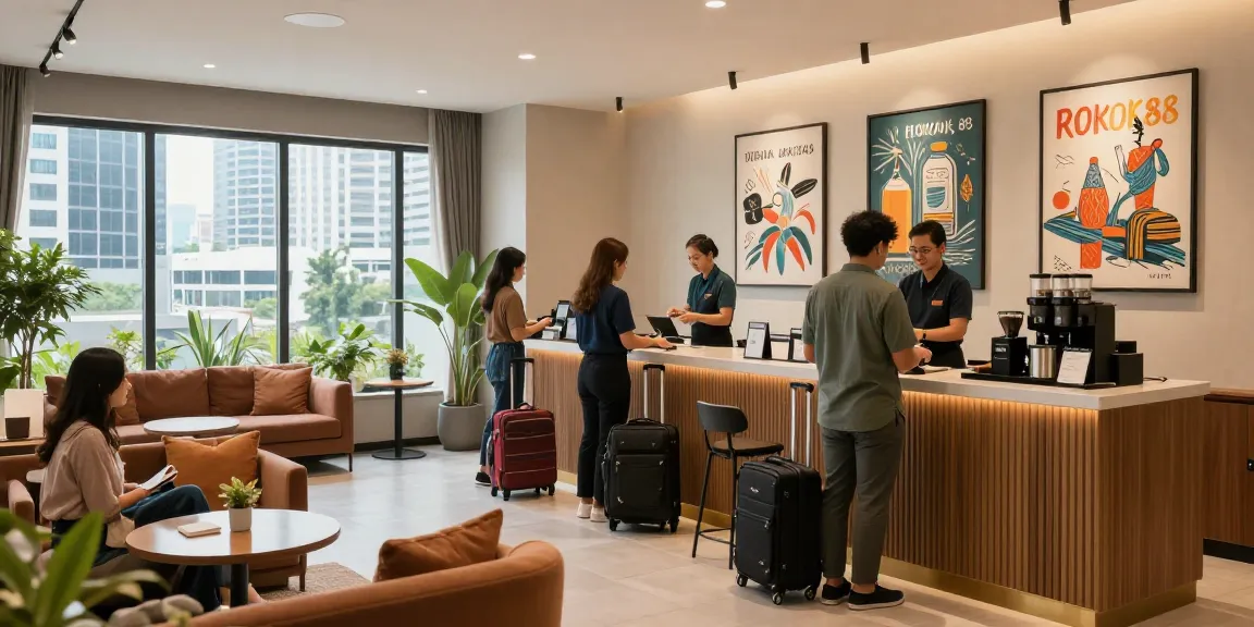 Experience hospitality at https://sharkysvintagepark.com in Jakarta with a welcoming reception area and cozy ambiance.